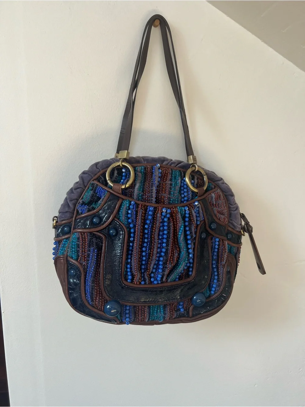 Vintage Jamin Puech blue beaded purse circa 2005